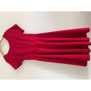 Womens Red Polka Dot Short Sleeve A-Line Dress Medium